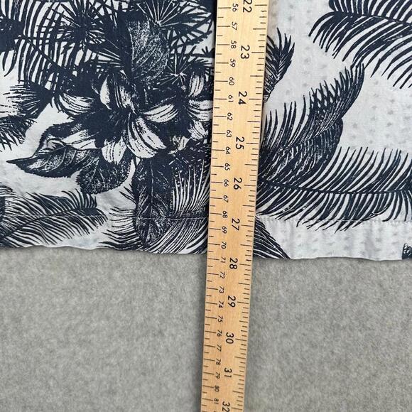 HURLEY Men's WHITE & BLUE Tropical Palms Short Sleeve Patio Shirt LARGE Hawaiian - Picture 9 of 11